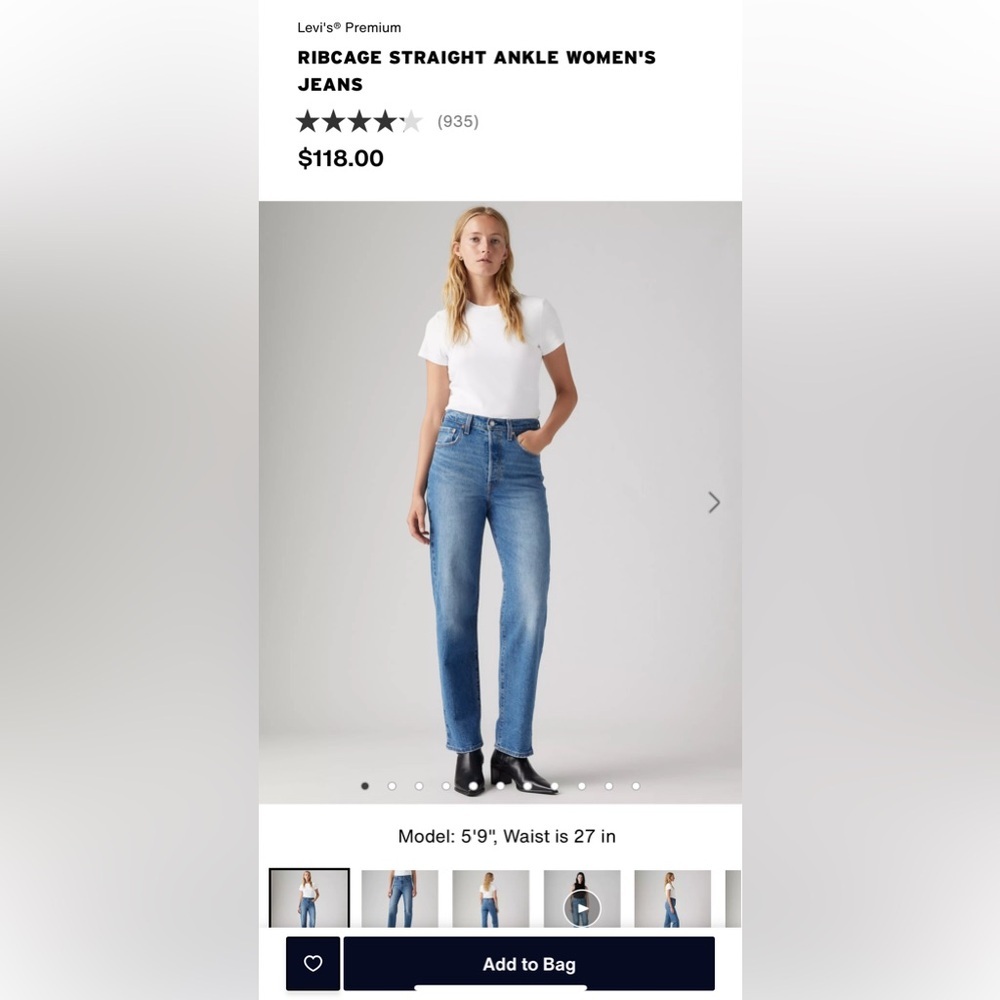 Levi's Blue Ribcage Straight Ankle Women's Jeans